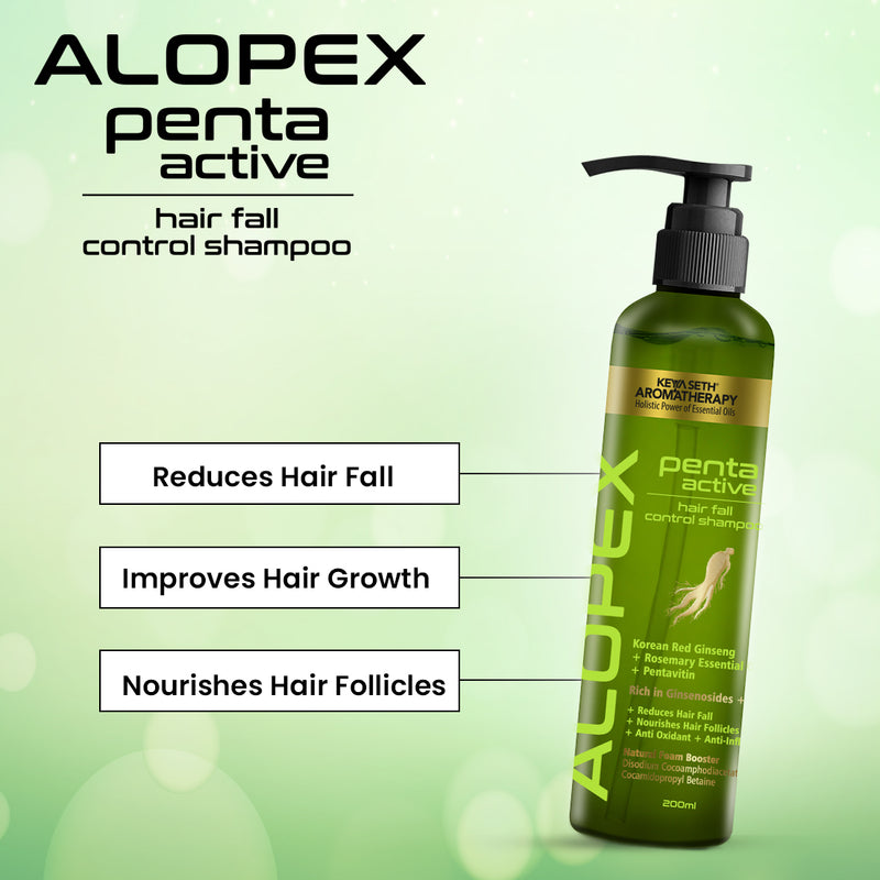 Alopex Penta Active Hair Fall Control Shampoo with Biotin & Pro-Vitamin B5- Promotes New Hair Growth & Reduces Hair Loss, For Men & Women - Keya Seth Aromatherapy