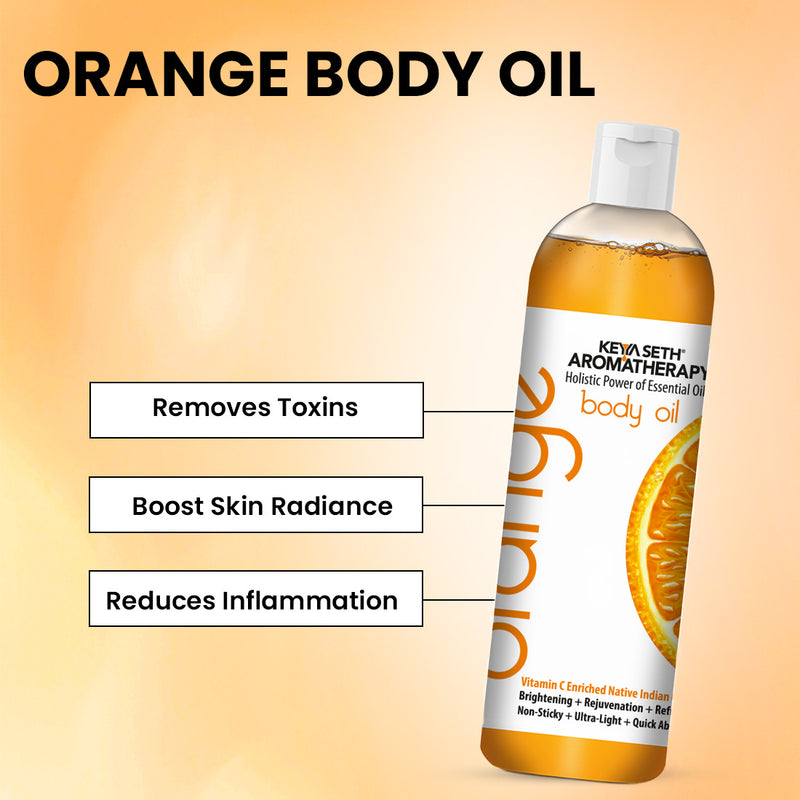 Orange Body Oil, Vitamin C Enriched, Brightening, Rejuvenating & Refreshing - Keya Seth Aromatherapy