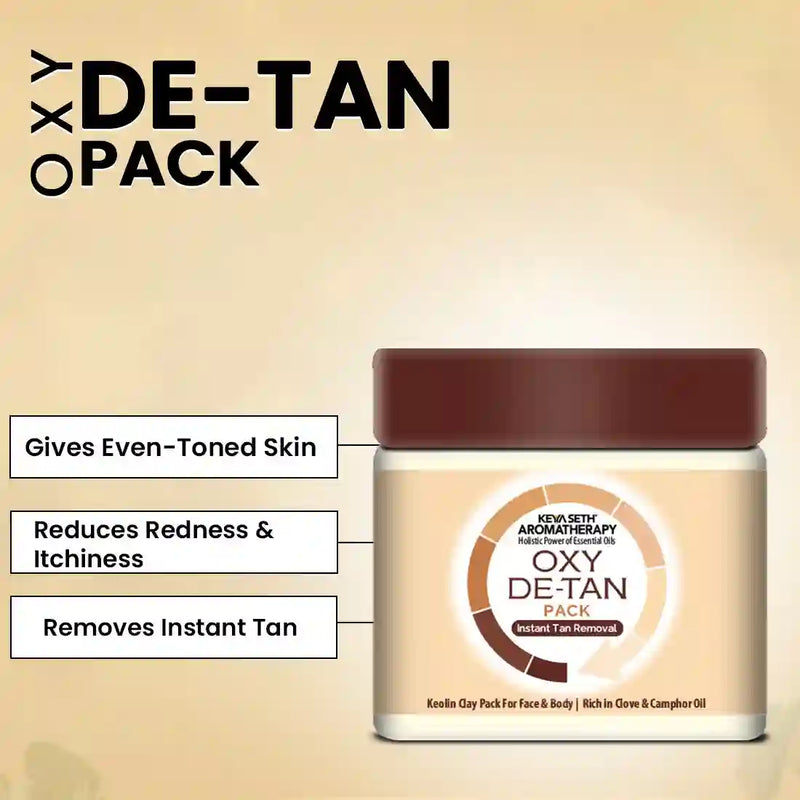 Oxy De Tan Removal for Glowing & Lighting oil Control, Anti Acne & Pimples Blemishes Pigmentation De Tan pack for Face & Body – No Ammonia & Blech - Keya Seth Aromatherapy
