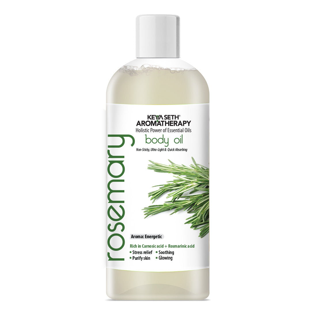 Rosemary Body Oil – Stress Relieving, Anti-Ageing & Soothing For Glowing Skin; Non-Sticky, Quick-Absorbing - Keya Seth Aromatherapy