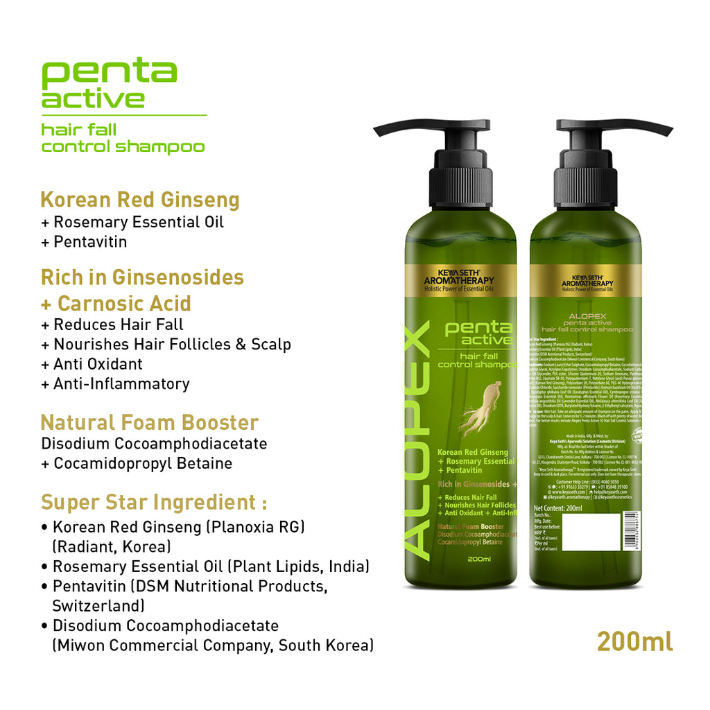 Alopex Penta Active Hair Fall Control Shampoo with Biotin & Pro-Vitamin B5- Promotes New Hair Growth & Reduces Hair Loss, For Men & Women