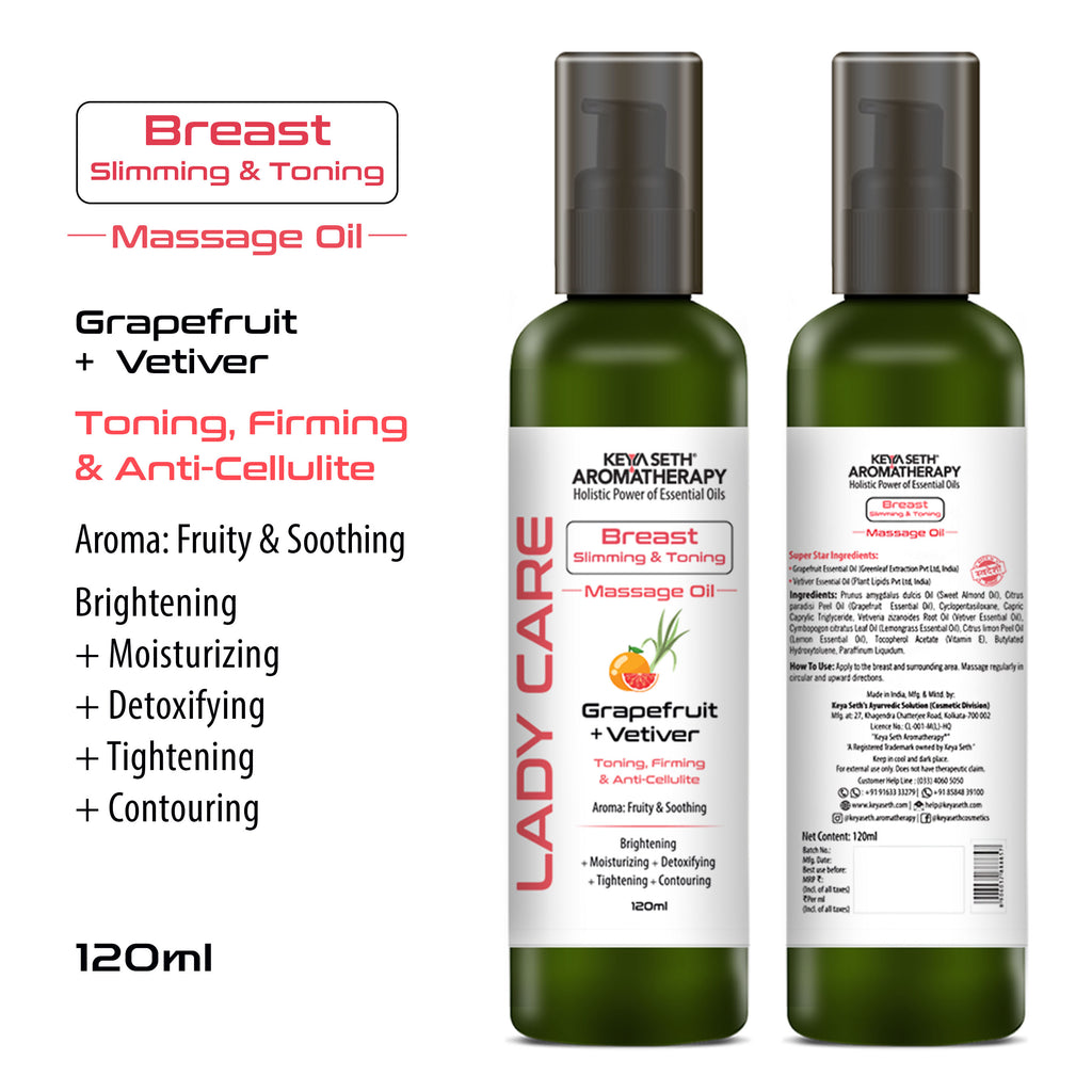 Lady Care Breast Slimning & Toning Massage Oil,Toning,Firming & Anti Cellulite, Grapefruit & Vetiver