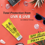 अम्ब्रेला सनस्क्रीन सॉल्यूशन SPF 25 PA+++ UV प्रोटेक्शन के साथ, पसीना प्रतिरोधी फॉर्मूला ऑयल कंट्रोल, शुद्ध आवश्यक तेल व्हीटजर्म और बादाम से भरपूर