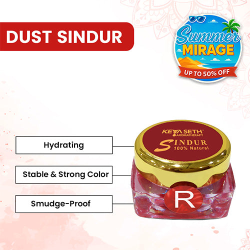 100% Natural Dust Sindoor Red with Herbs Extracts & Floral Pigments Kumkum, No side Effects & No Hair Fall - Keya Seth Aromatherapy