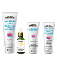Daily Skincare Routine for Brightening Skin – Facewash, Serum, Moisturizer, Sunscreen With Hyaluronic, Daisy Flower, Alpha Arbutin & Vitamin C to Fade Scars & Even Tone - Keya Seth Aromatherapy
