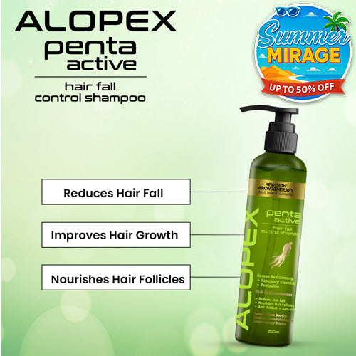 Alopex Penta Active Hair Fall Control Shampoo with Biotin & Pro-Vitamin B5- Promotes New Hair Growth & Reduces Hair Loss, For Men & Women - Keya Seth Aromatherapy