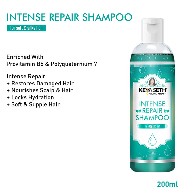 Dry Hair Repair Kit: Rosemary & Tea Tree Oil, Pro-Vitamin B5 & Geranium Shampoo, Avocado Butter & Keratin Protein Mask, and Essential Oil Serum for Deep Nourishment, Strength & Frizz Control - Keya Seth Aromatherapy
