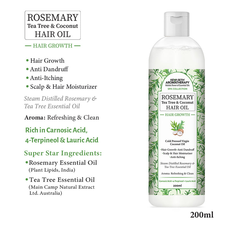 Hair Loss Repair Kit: Rosemary Tea Tree Coconut Oil, Biotin Shampoo, Keratin Mask & Growth Serum for Stronger, Thicker & Healthier Hair - Keya Seth Aromatherapy