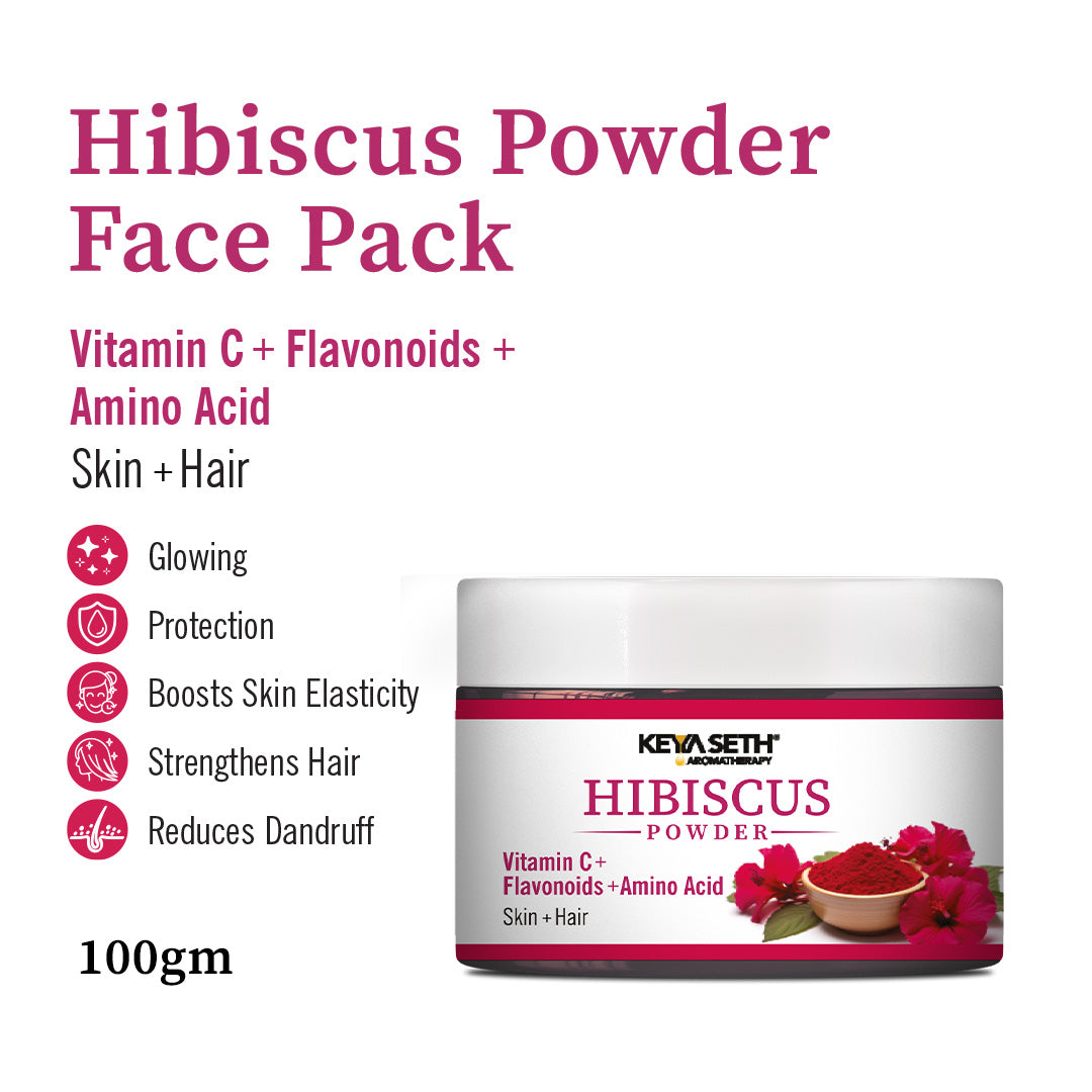 Hibiscus Powder with Vitamin C for Skin & Hair – Glowing, Nourishing, Protection - Keya Seth Aromatherapy