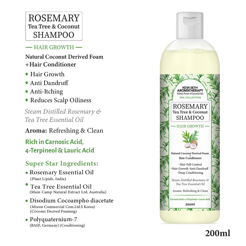 Hair Loss Repair Kit: Rosemary Tea Tree Coconut Oil, Biotin Shampoo, Keratin Mask & Growth Serum for Stronger, Thicker & Healthier Hair - Keya Seth Aromatherapy
