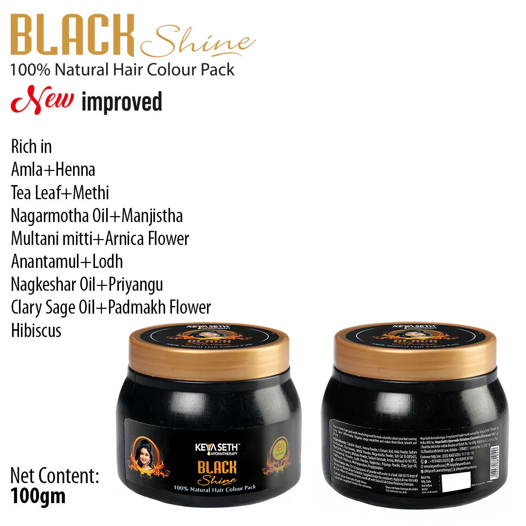 Complete Hair Colour Combo - Black Shine Oil, Black Shine Pack & Colour Retaining Shampoo; Long-lasting vibrant hair colour, Nourishes & Protects