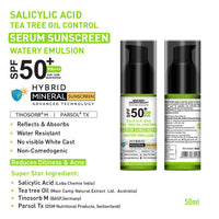 Daily Skincare Routine for Oily & Acne-Prone Skin - 2% Salicylic Acid Tea Tree Facewash & Serum with BHA, Vitamin E & B5 + 2% Pentavitin Moisturizer + 1% Hyaluronic Acid Sunscreen SPF 30