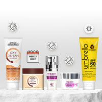 Tan Removal Skincare Routine – Facewash, Serum, Face Pack & SPF 60 to Exfoliate, Brighten, Fade Tan, Dark Spots & Protect from Sun Damage - Keya Seth Aromatherapy