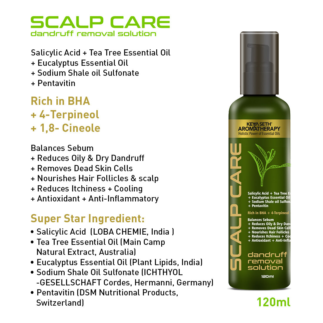 Hair Fall Treatment Kit For Dandruff- Alopex Penta Shampoo, Scalp Care Solution, Fights Dandruff & Itchiness, New Hair Growth - Keya Seth Aromatherapy