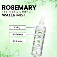 Rosemary Tea Tree Coconut Water Mist Spray,Hair Growth,Reduces Dandruff Scalp Itching & Oiliness,Steam Distilled Essential Oil