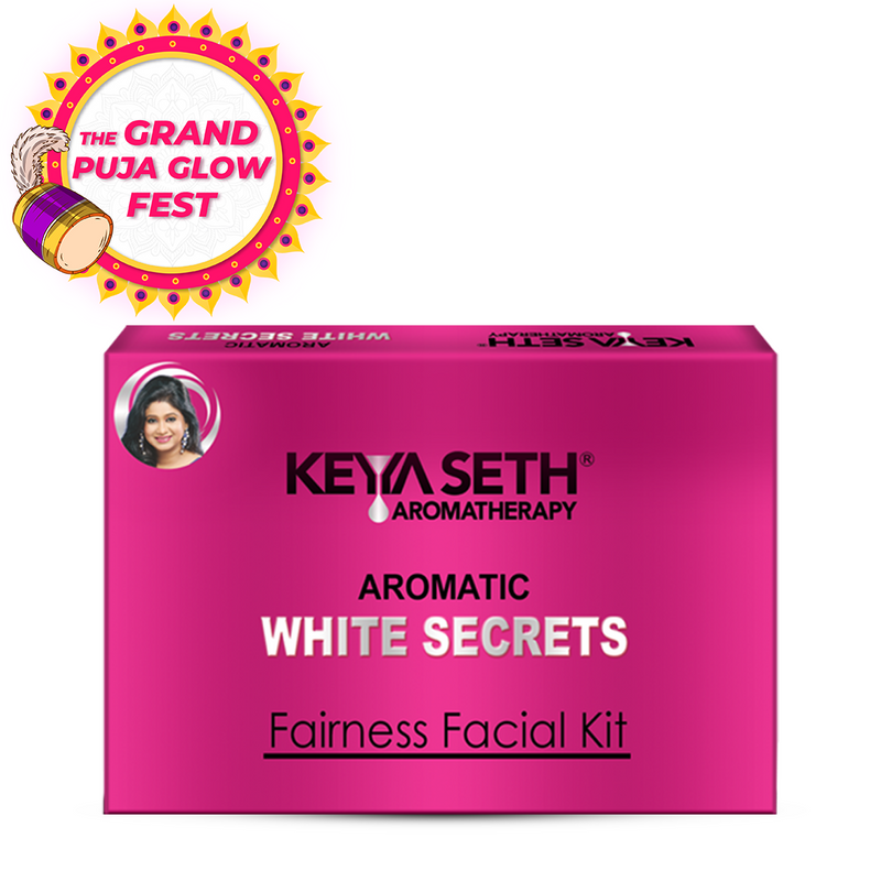 Aromatic White Secrets (Fairness Facial Kit) with Pure Essential oils & Fresh Green Herbs -Instant White, Bright, Shine & Youthful Glow Skin - Keya Seth Aromatherapy
