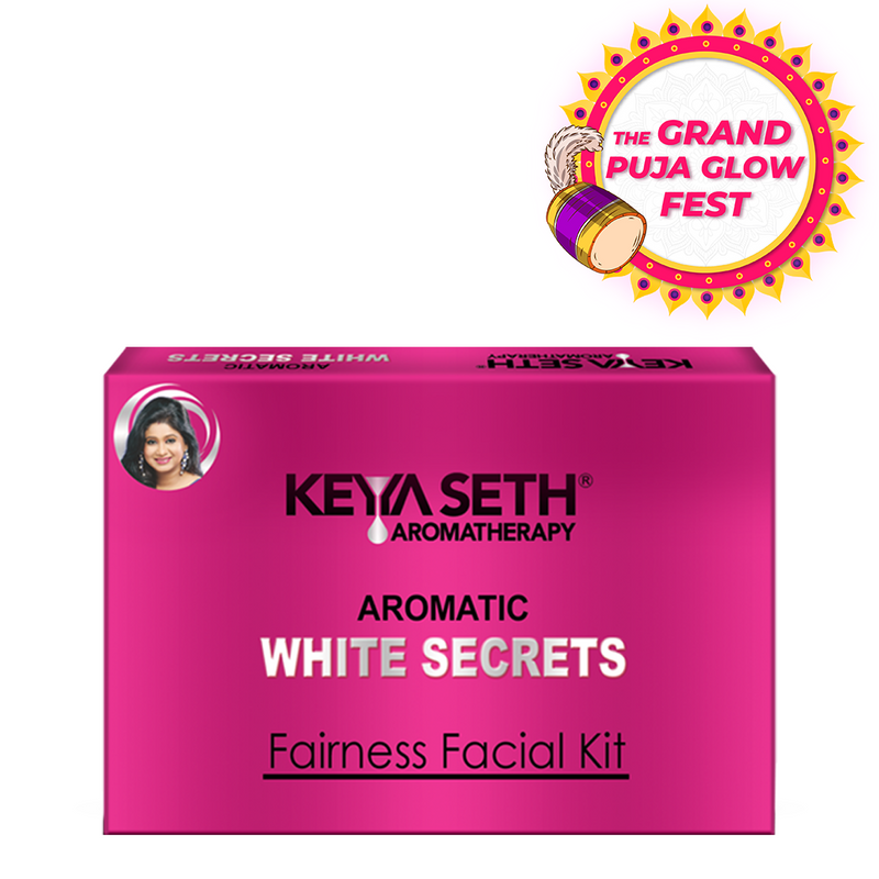 Aromatic White Secrets (Fairness Facial Kit) with Pure Essential oils & Fresh Green Herbs -Instant White, Bright, Shine & Youthful Glow Skin - Keya Seth Aromatherapy
