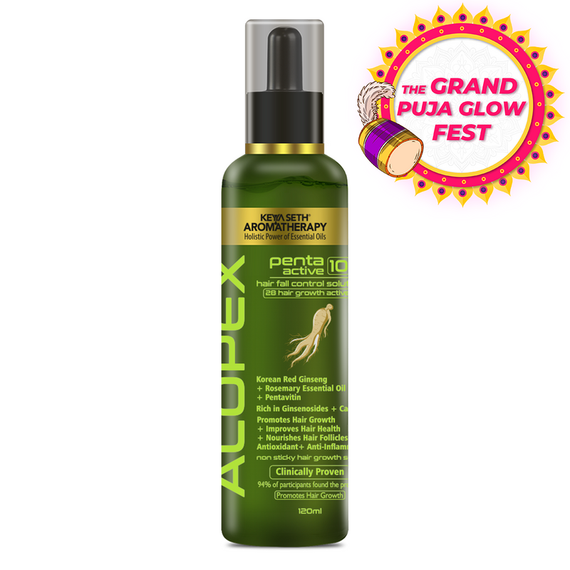 Alopex Penta Active 10, Solution for New Hair Growth & Hair Fall Control, Enriched with Korean Red Ginseng, Biotin & Vitamin E (Clinically Proven) - Keya Seth Aromatherapy