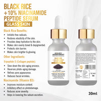Black Rice Serum for Clear Glass Skin with Black Rice, Niacinamide & Peptide Reduces Blemishes, Boost Collagen & Even Complexion for Men/Women 30ml - Keya Seth Aromatherapy