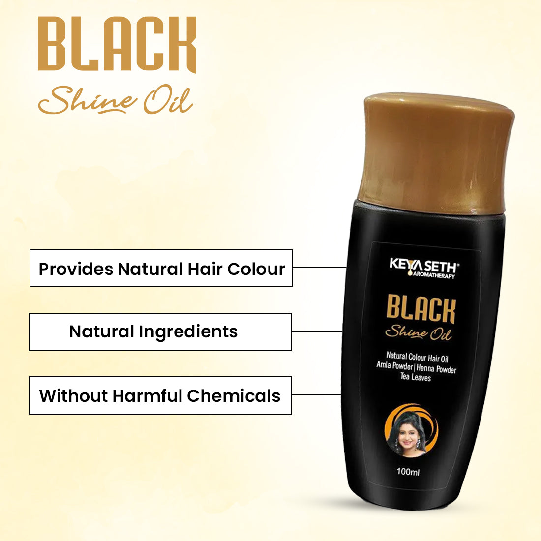 Black Shine Oil-Natural Hair Colour Gel-Based Dye for Grey Coverage, Men & Women - Keya Seth Aromatherapy