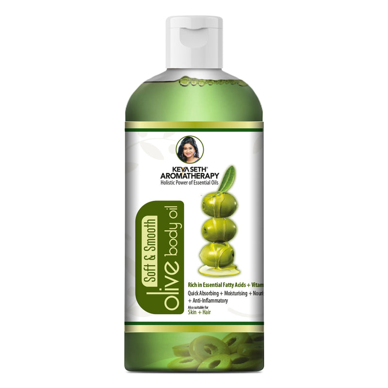 Soft & Smooth Body Oil, Quick Absorbing Non-Sticky Nourishment I Hair & Skin, Daily Use After Bath Massage Oil I Pure Olive & Essential Oils Enriched