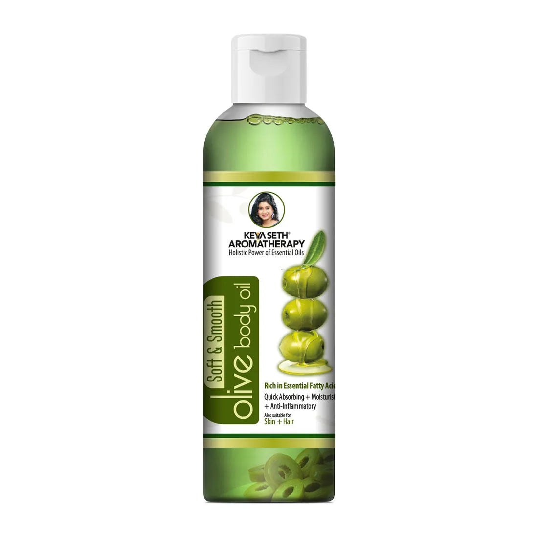 Olive Body Oil, Quick Absorbing Non-Sticky Nourishment I Hair & Skin, Daily Use After Bath Massage Oil I Pure Olive & Essential Oils Enriched - Keya Seth Aromatherapy