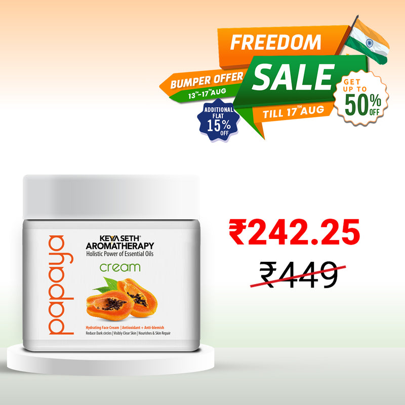 Papaya Cream, Papaya Extract & Vit B5 Enriched, Brightening, Glowing & Anti Blemish - Removes Pigmentation & Dark Spots, Nourishes & Hydrating Cream For Men/Women - Keya Seth Aromatherapy