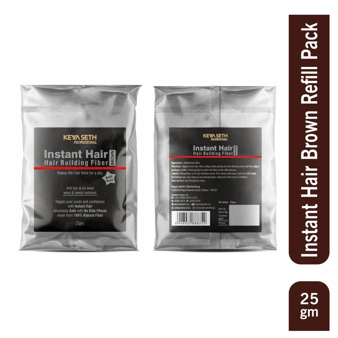 Instant Hair Brown Refill Pack - Instant Hair Brown Refill Pack - Hair Building & Thickening Fibers for Thinning Hair & Hair Loss Concealer, Hair Color, Hair Color, Keya Seth Aromatherapy