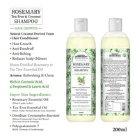 Rosemary Tea Tree Coconut Shampoo, Hair Growth Reduces Dandruff Oiliness Itching, Natural Coconut Derived Foaming + Hair Conditioner