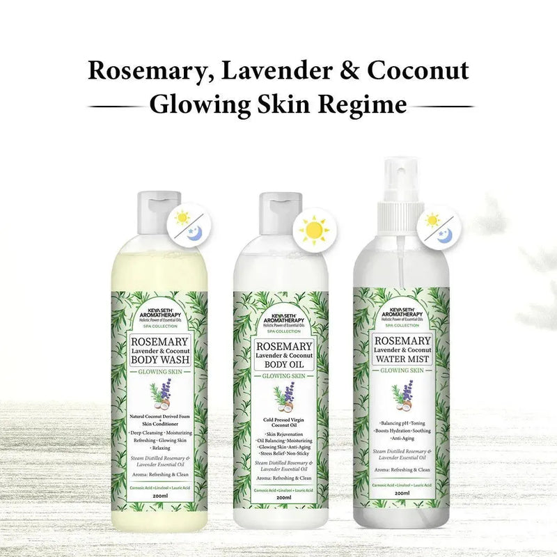 Rosemary Lavender Coconut Body Wash, Glowing Skin Moisturizing & Refreshing, Natural Coconut Derived Foaming + Conditioner, Essential Oil - Keya Seth Aromatherapy