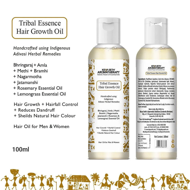 Tribal Essence Hair Growth Oil,Adivasi Herbal Hair Oil,Bhringraj, Amla, Methi, Rosemary Essential Oil, Bramhi, Nagarmotha, Jatamanshi, Lemongrass Essential Oil, Reduces Dandruff for Men & Women