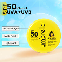 Umbrella Sunscreen Powder SPF 50 with PA+++ UV Protection, Sweat Resistant Formula, Micronized Zinc Oxide for Oily Skin