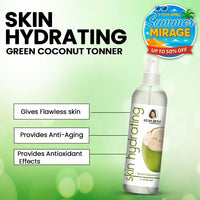 Skin Hydrating Green Coconut Toner, Combination & Dry Skin, Soothing, Antioxidants, Intense Moisture, Coconut Water Extract - Keya Seth Aromatherapy