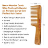 Handmade Neem Wooden Comb for Women Detangling, Anti-Static, Frizz Control, Hair Growth, Suitable for All Hair Types Dual Tooth & Large Size Wide Tooth with Handles Combo - Keya Seth Aromatherapy