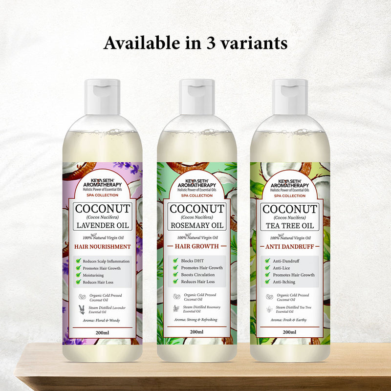 1% Lavender with 99% Coconut Oil - Cold Pressed Virgin Oil, Nourishes, Moisturizes, Promotes Hair Growth & Soothes Scalp Inflammation - Keya Seth Aromatherapy
