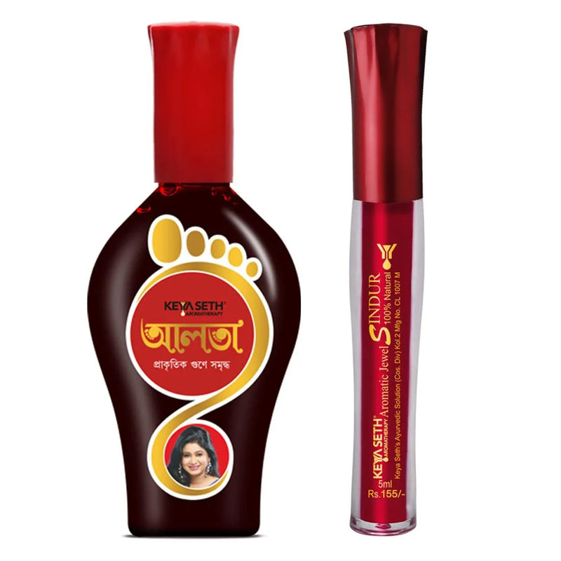 Aromatic Aalta 1Pcs + 100% Natural Aromatic Liquid Maroon Sindoor 1Pcs, Sindur, Cosmetics, Keya Seth Aromatherapy