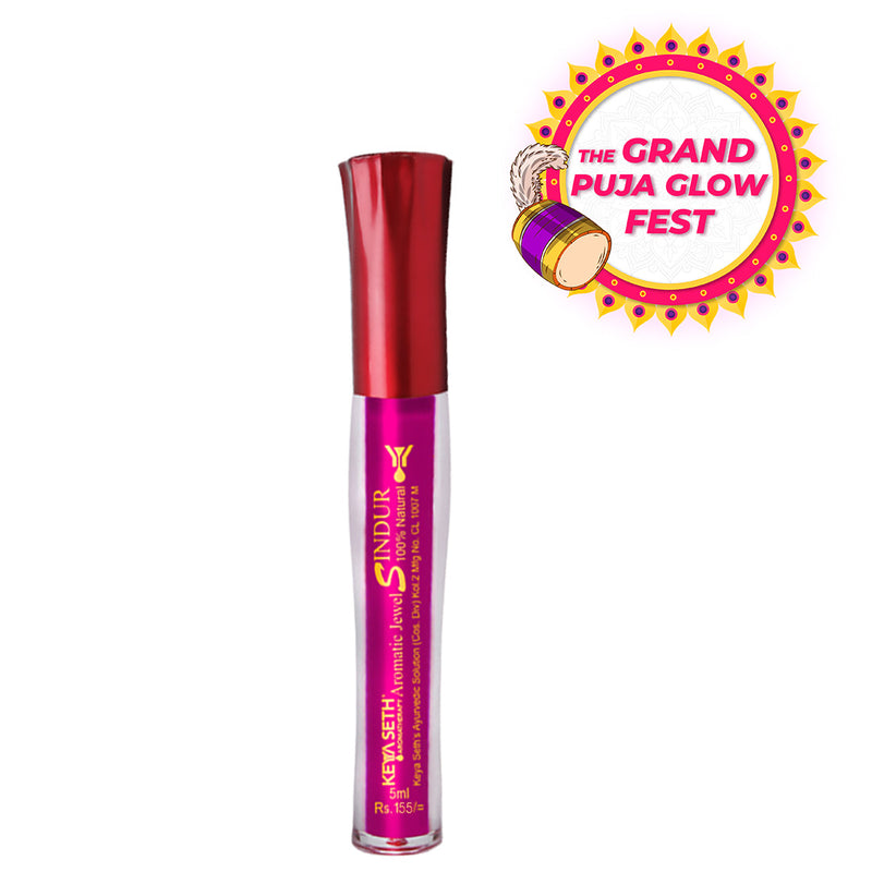 Aromatic 100% Natural Liquid Sindoor (Magenta) - Long lasting & Waterproof with Floral Pigment - Keya Seth Aromatherapy