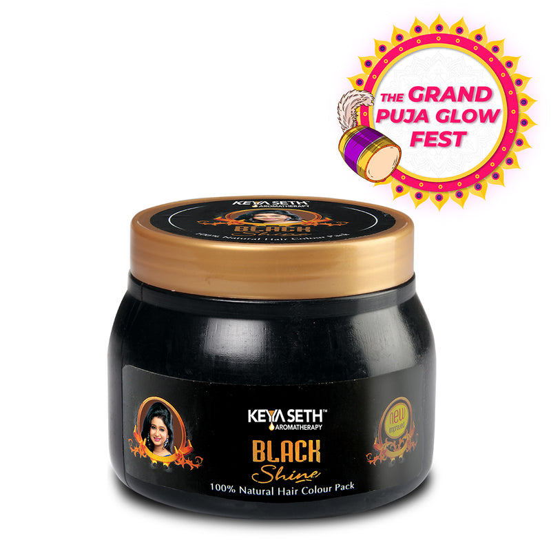 Black Shine Hair Pack Natural Hair Colour, Dye with Ayurvedic Herbs, Men & Women - Keya Seth Aromatherapy