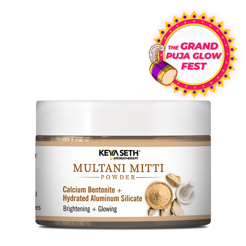 Multani Mitti Powder Face Pack for Women & Men Brightening + Glowing Skin - Keya Seth Aromatherapy