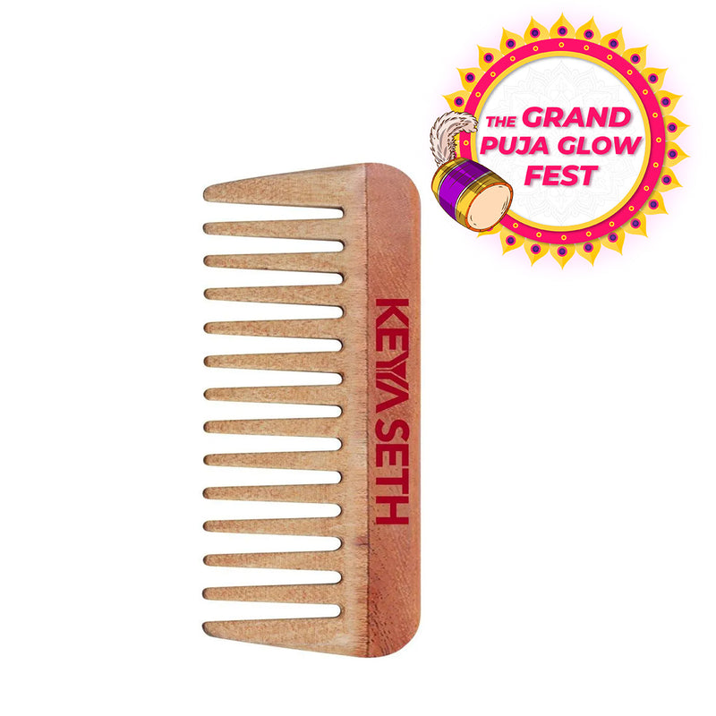 Neem Wooden Comb Wide Tooth for Hair Growth for Men & Women All Purpose Small Size. - Keya Seth Aromatherapy