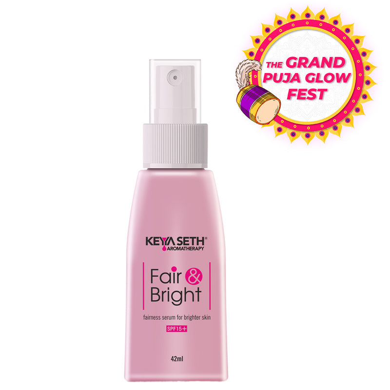 Fair & Bright Serum, Skin Brightening, Whitening, with Vitamin C, AHA Exfoliation with Glycolic & Lactic ACID, Lavender & Geranium Essential Oil - Keya Seth Aromatherapy