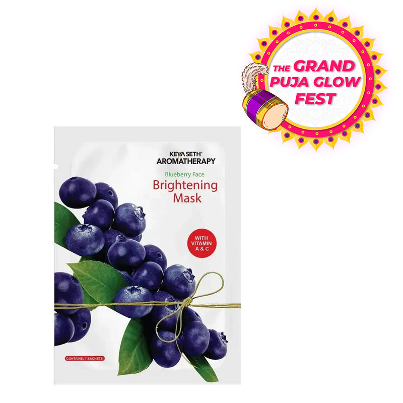 Blueberry Face Brightening Mask, Vitamin C & A, Chamomile Extract for Skin Lightening & Nourishing Face Sheet Mask - Keya Seth Aromatherapy
