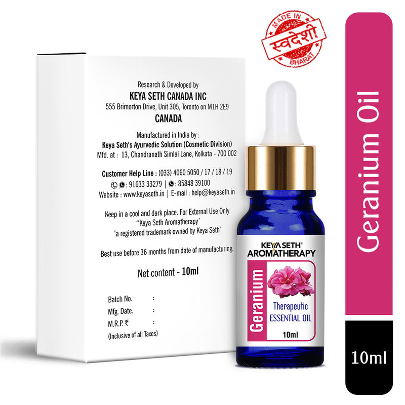 Geranium Essential Oil, Therapeutic, Pure & Natural, Balances Sebum, Increases Collagen & Blood Flow, Breast Toner & Regulates Hormone 10ml