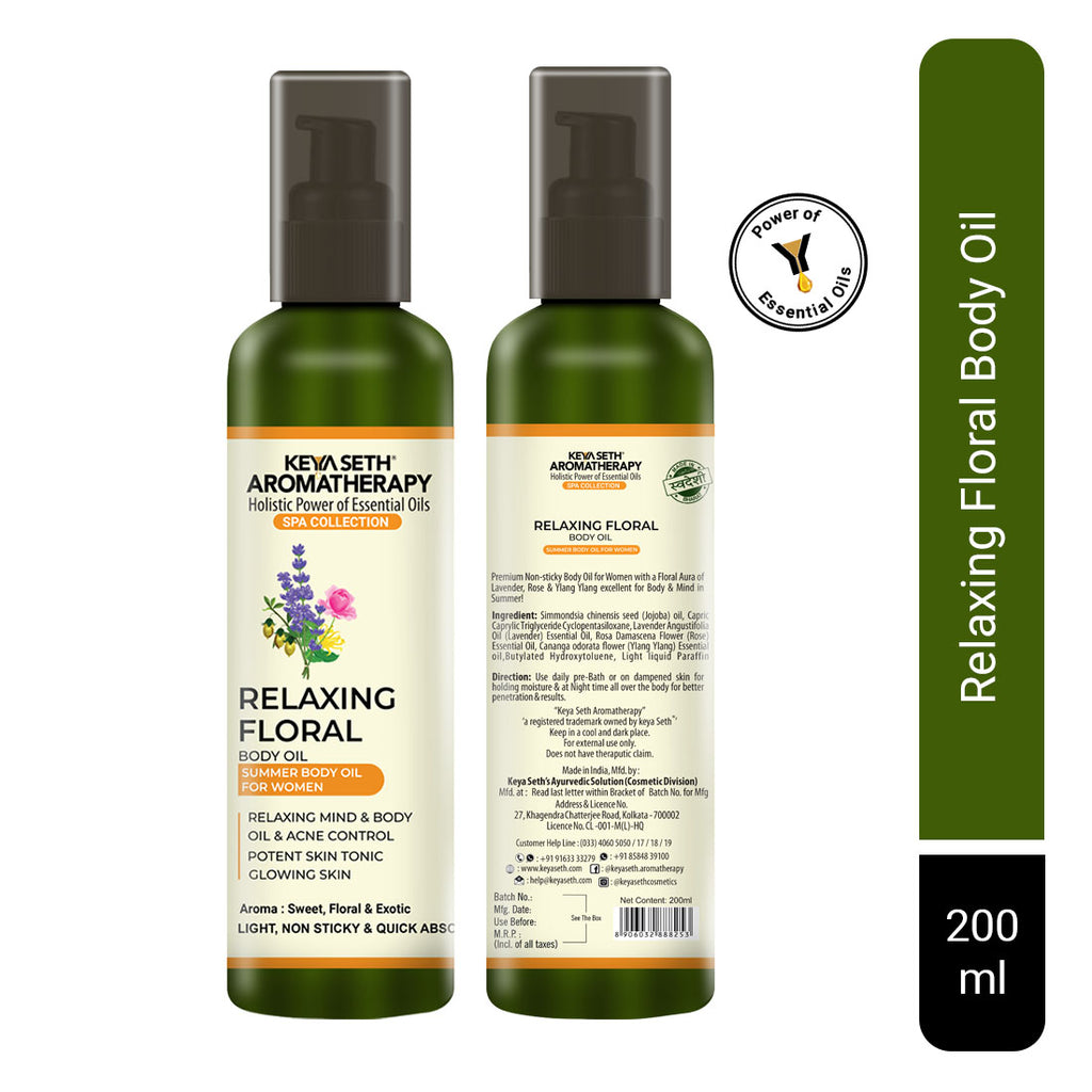 Relaxing Floral Summer Body Oil Non-Sticky & Quick Absorbing for Women, Potent Skin tonic for Glowing Skin, Oil & Acne Control, Relaxing Mind & Body