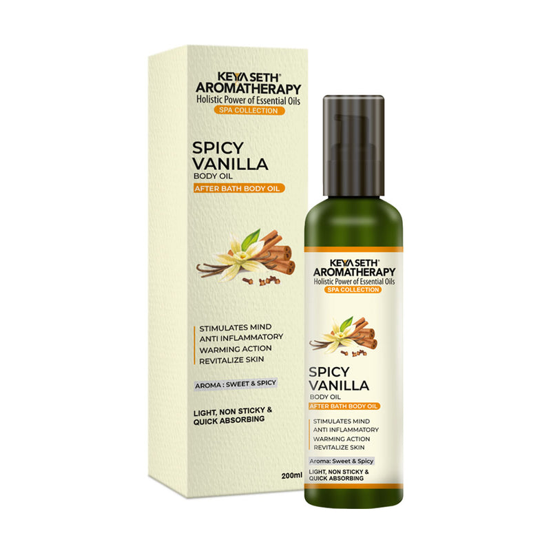 Spicy Vanilla After Bath Body Oil Light, Non-Sticky & Quick Absorbing, Stimulates Mind, Anti Inflammatory, Warming Action & Revitalize Skin