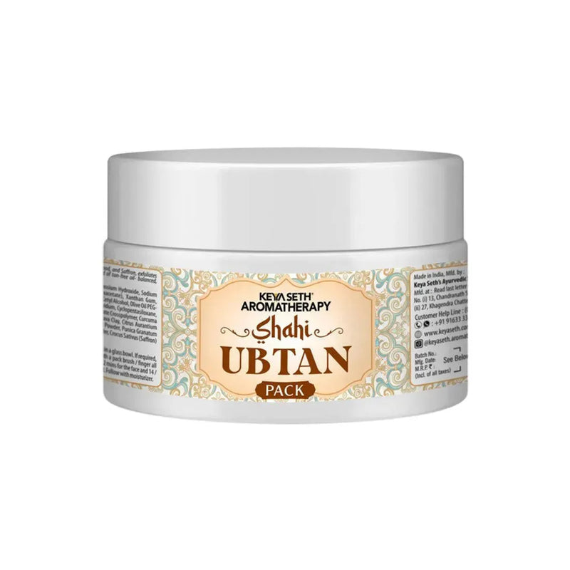 Shahi Ubtan Pack, Moroccan Clay, Glowing, De Tan with Turmeric, Sandalwood, Saffron, Rose, Orange for All Skin Types 160gm - Keya Seth Aromatherapy