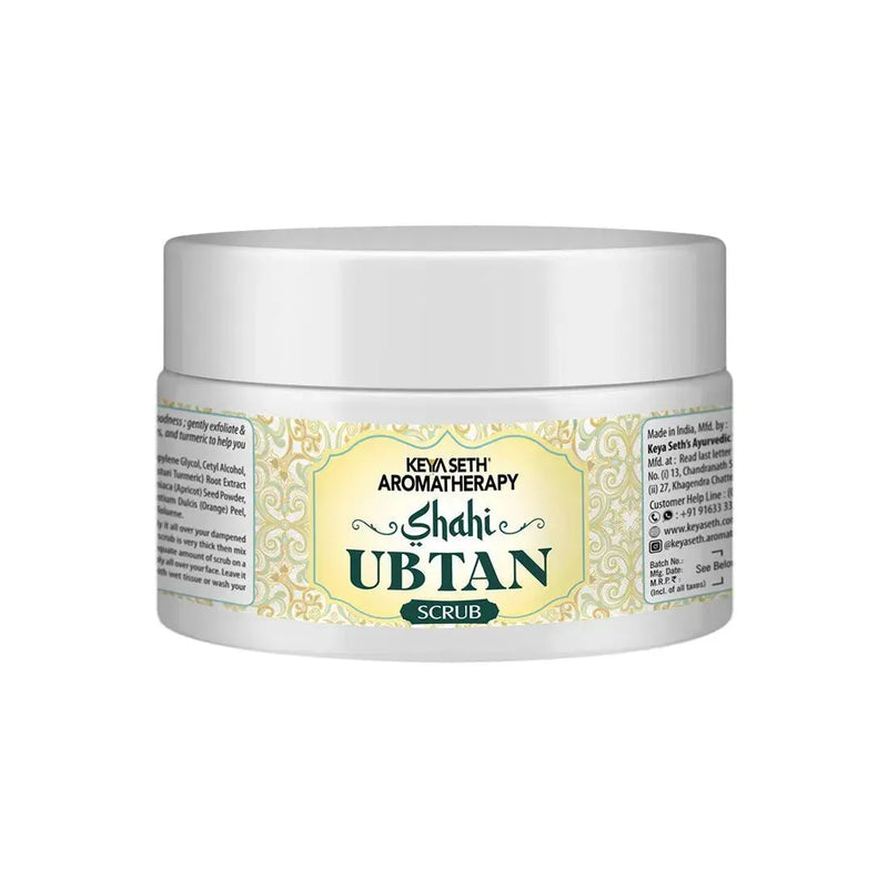 Shahi Ubtan Scrub, Natural Exfoliation Orange Peel, Apricot Seed & Turmeric Protection, Tan Removal, Cell Renewal Glowing Face & Body, All Skin Types - Keya Seth Aromatherapy