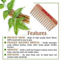 Neem Wooden Comb Wide Tooth for Hair Growth for Men & Women All Purpose Small Size. - Keya Seth Aromatherapy