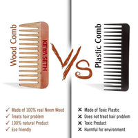 Neem Wooden Comb Wide Tooth for Hair Growth for Men & Women All Purpose Small Size. - Keya Seth Aromatherapy