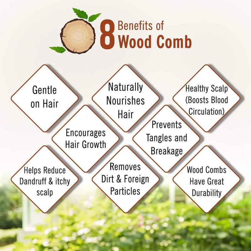 Neem Wooden Comb Wide Tooth for Hair Growth for Men & Women All Purpose Small Size. - Keya Seth Aromatherapy